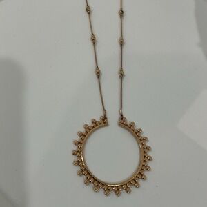 Vintage Gold Tone Hoop Statement Necklace Boho 36"